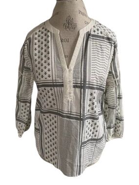 $79 Prana Elena Top Plaid Tunic Women’s XS Peasant Boho Lightweight organic top